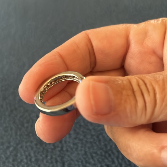 Brand New Lovely 925 Silver 14K White Gold Plated Round Sapphire Band - Picture 7 of 7